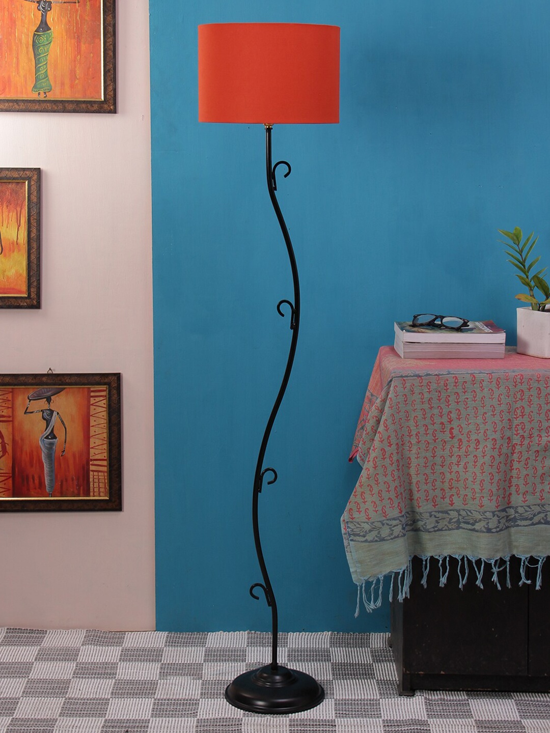 

Devansh Orange & Black Solid Traditional Club Lamp with Shade
