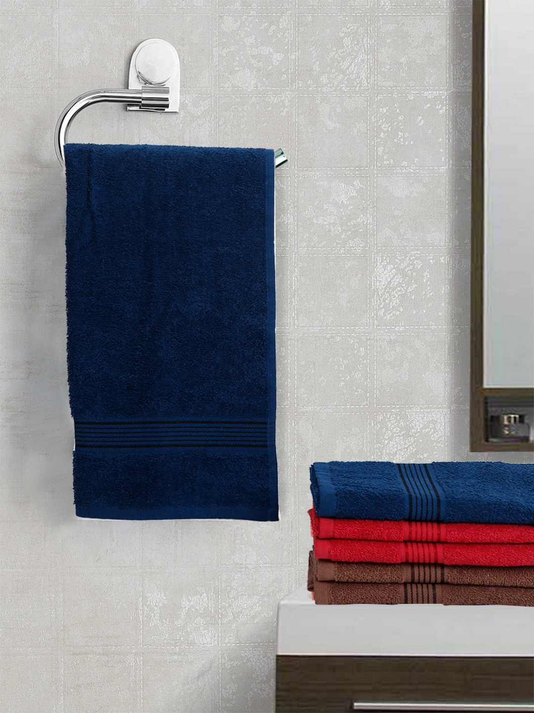 

KOPA Multicoloured Set of 6 Solid 380 GSM Cotton Hand Towels, Multi