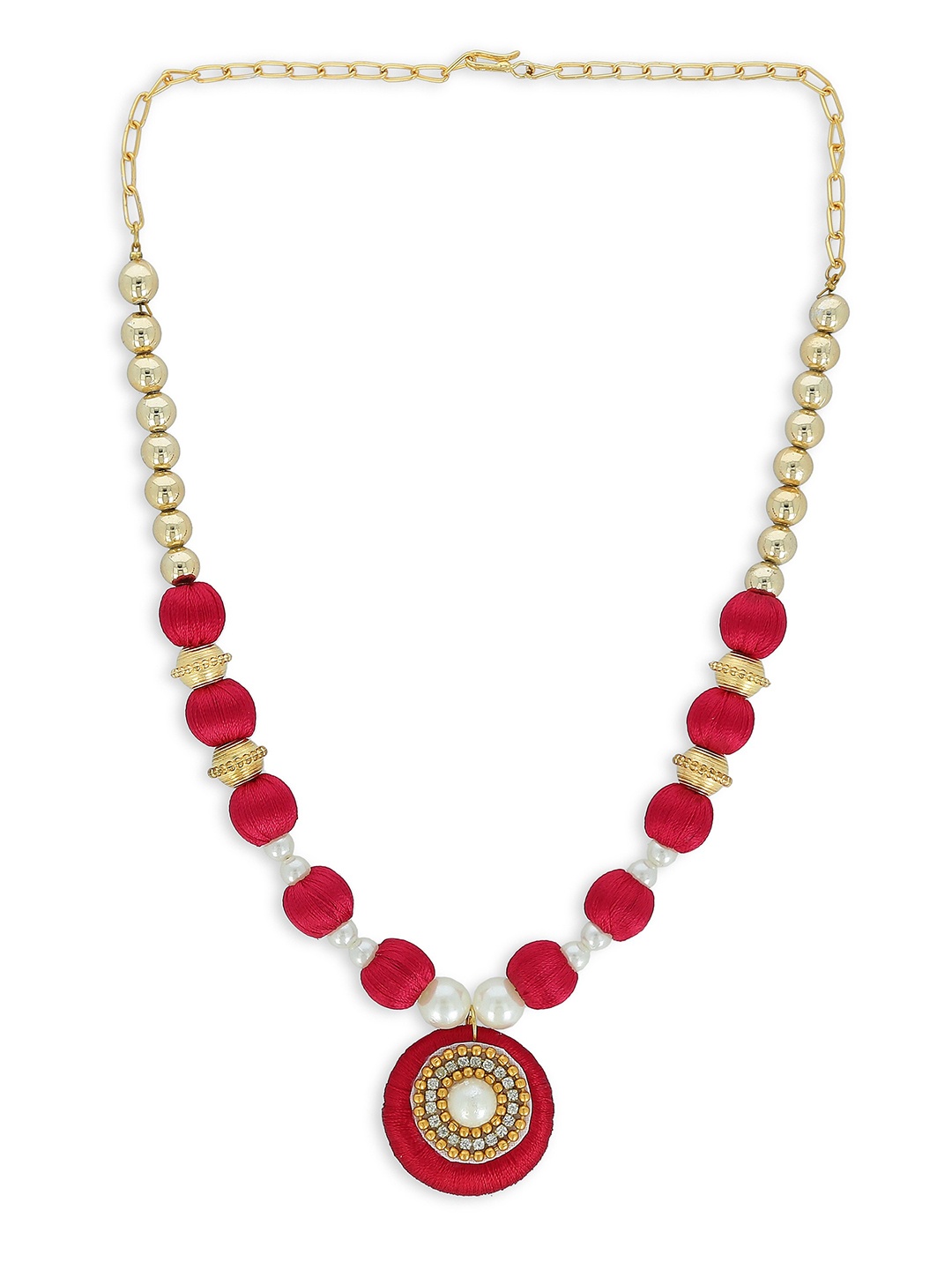 AKSHARA Girls Red Alloy Gold-Plated Handcrafted Necklace