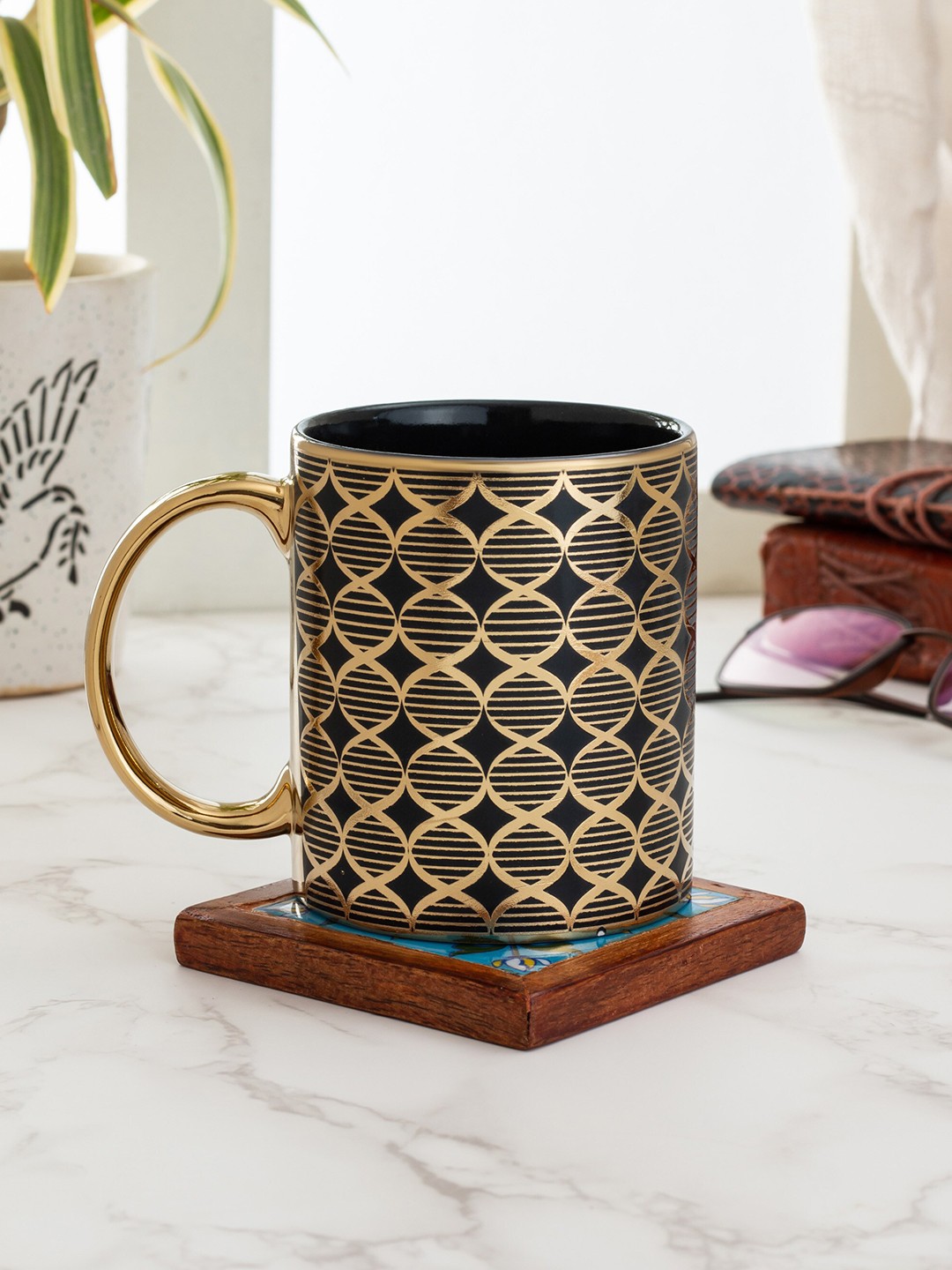 

CLAY CRAFT Multicoloured Printed Ceramic Mugs Set, Multi