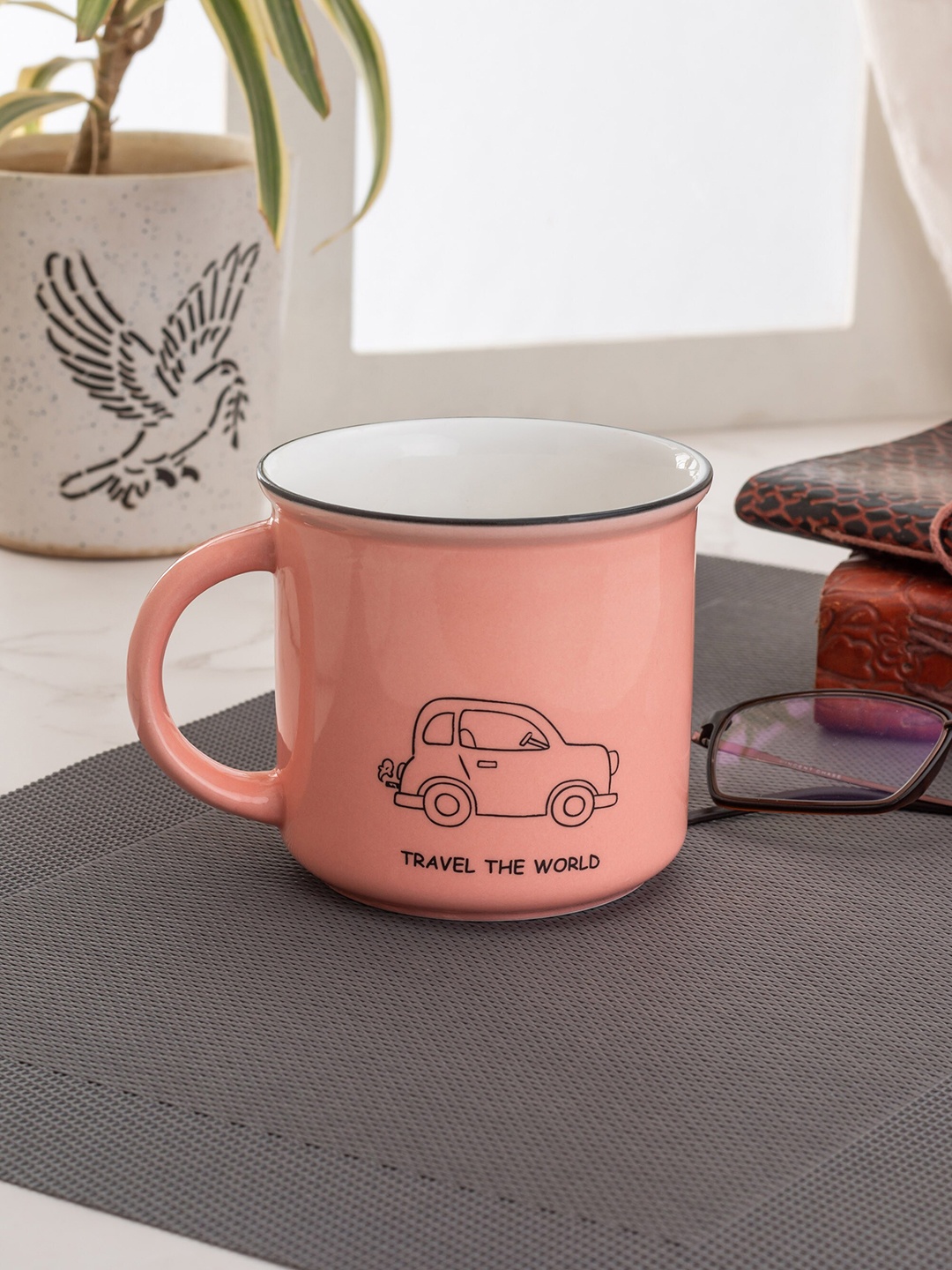 

JCPL Unisex Multi Printed Ceramic Milk/Coffee, Peach