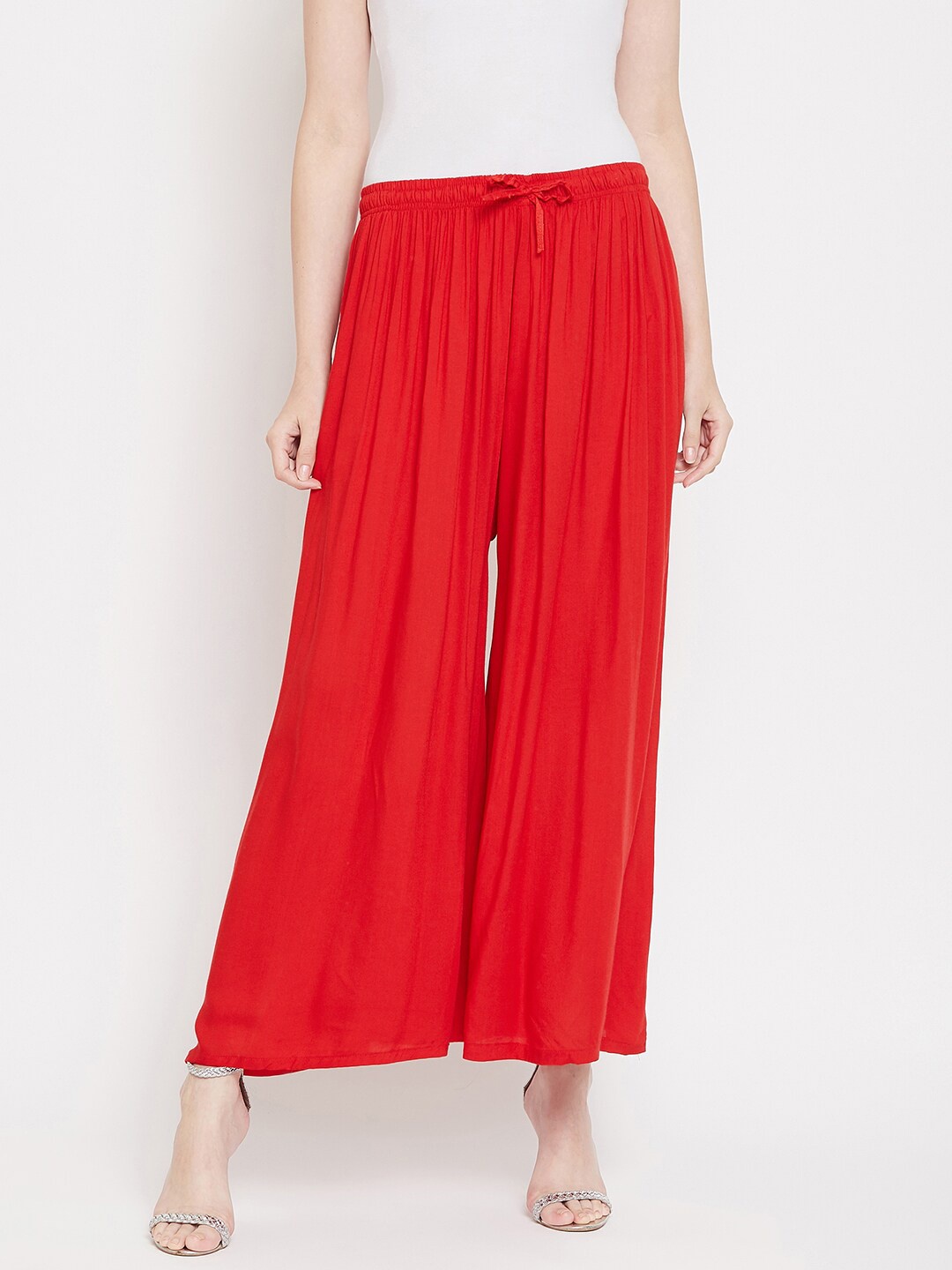 

Castle Women Red Solid Flared Palazzos