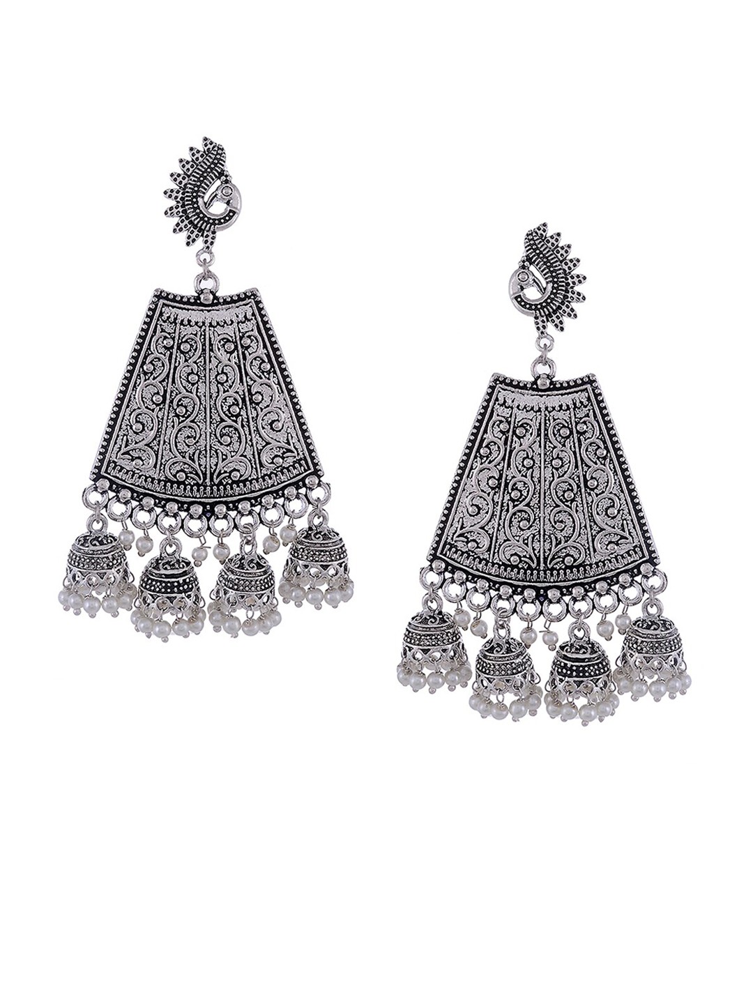 

Silvermerc Designs Oxidised Silver-Plated Dome Shaped Drop Earrings