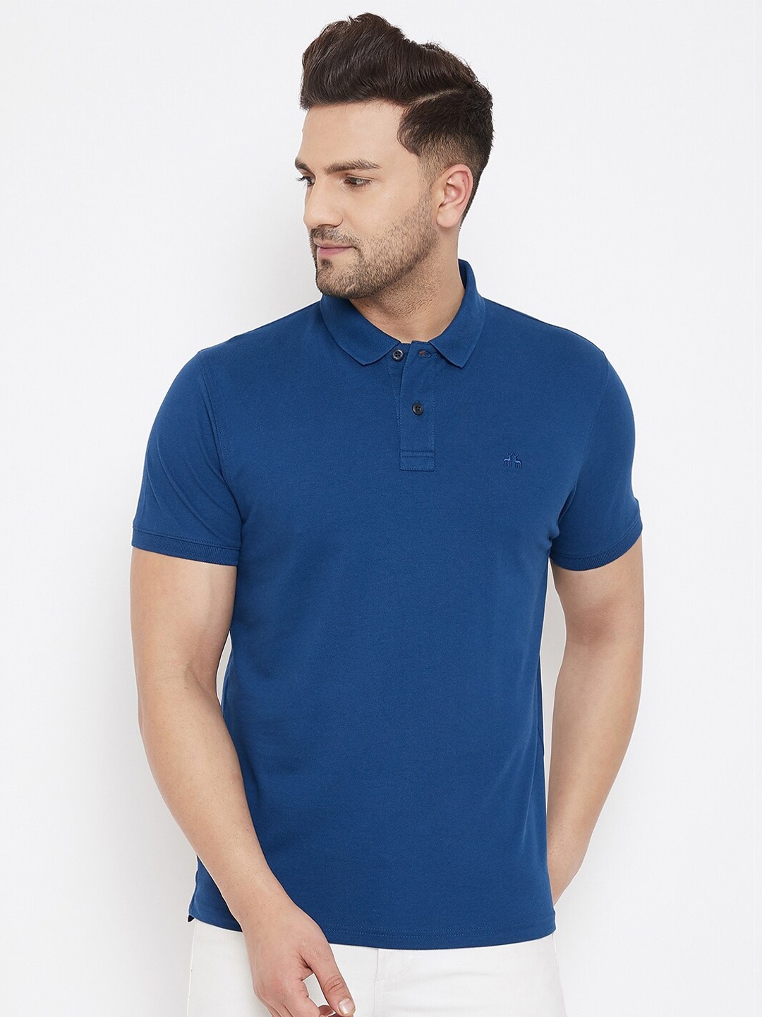 

98 Degree North Men Blue Polo Collar T-shirt