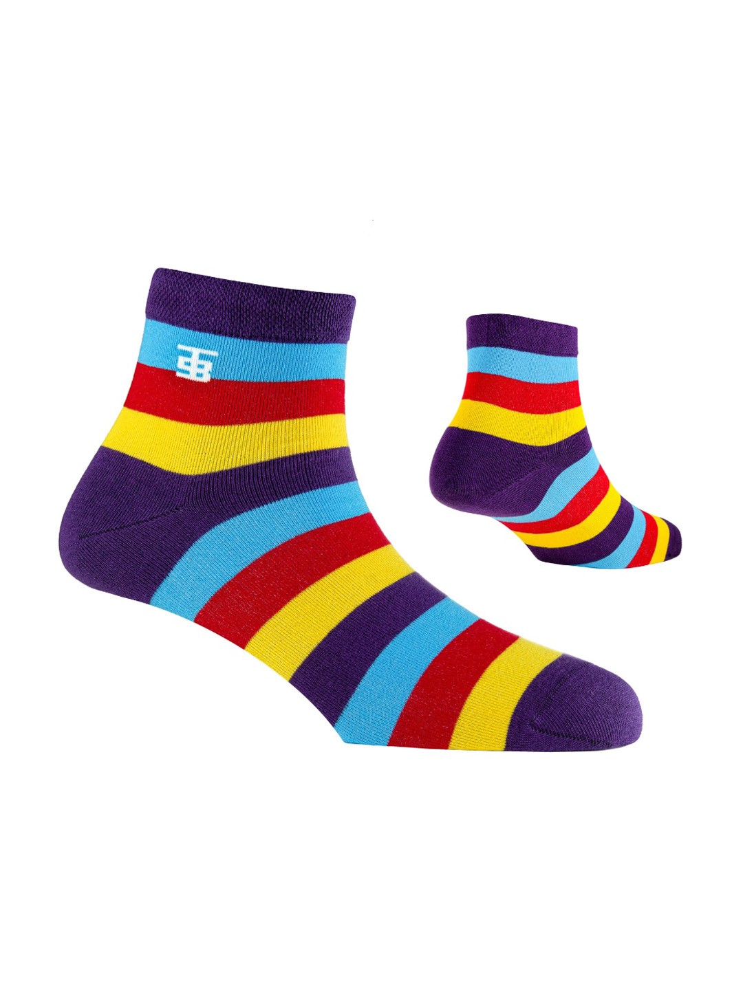 

SockSoho Men Blue & Yellow Striped Ankle-Length Socks