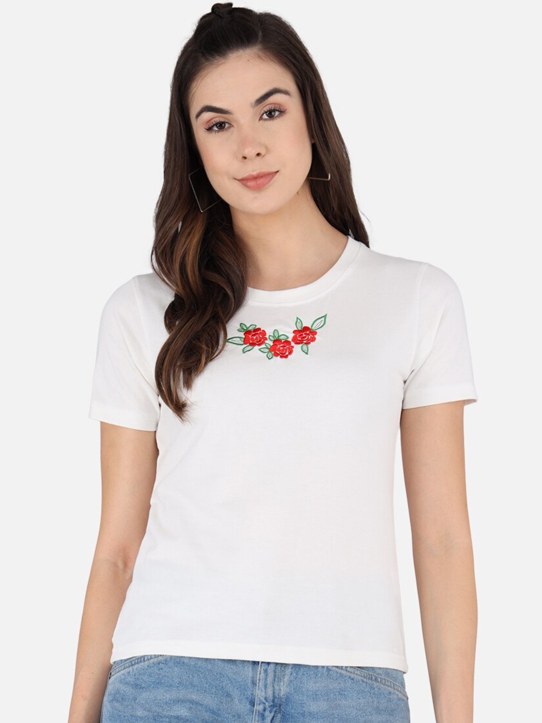

The Dry State Women White Solid Round Neck T-shirt