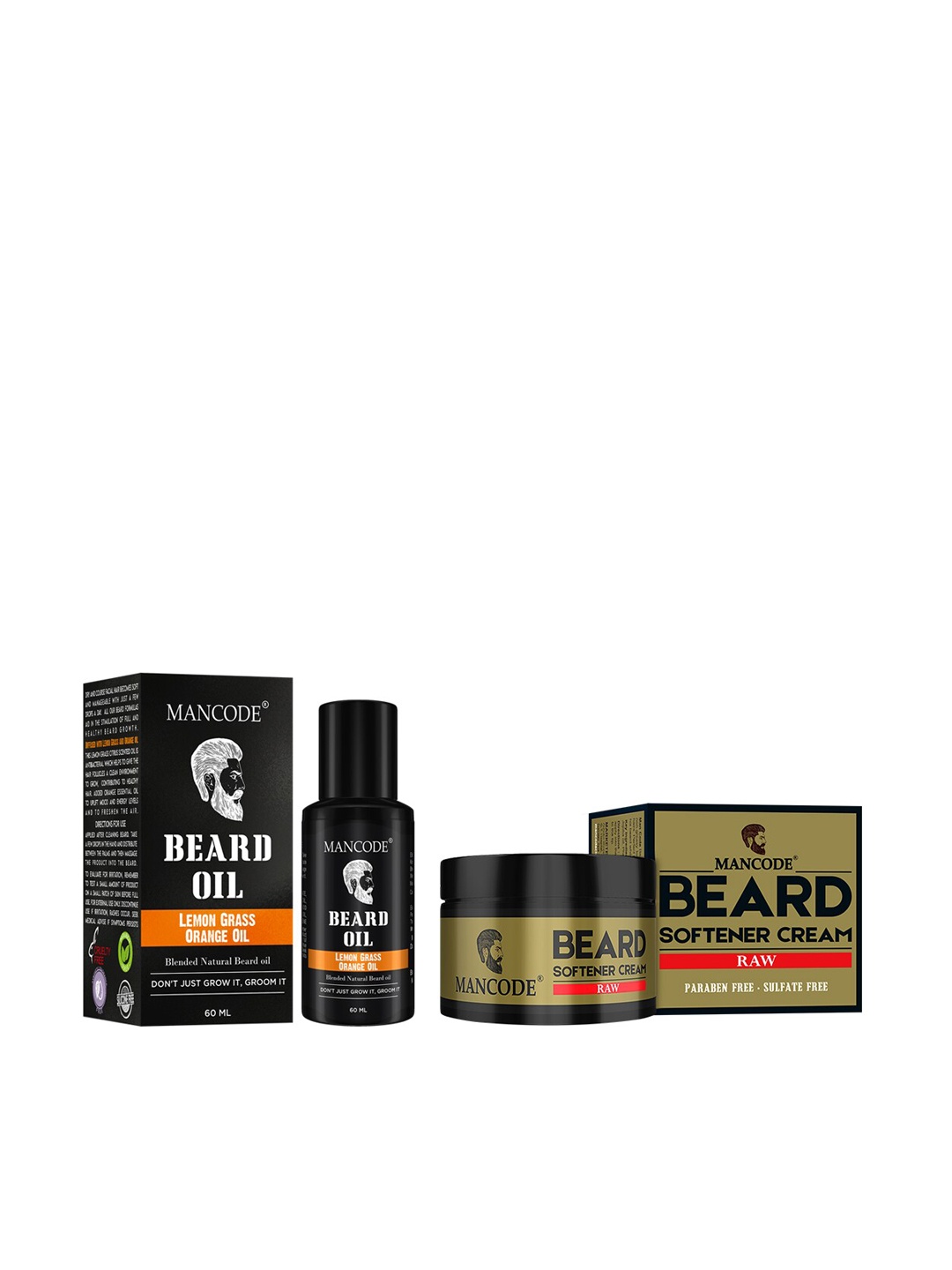 

MANCODE Set of 2 Beard Oil & Beard Softening Cream Raw 50gm, Black