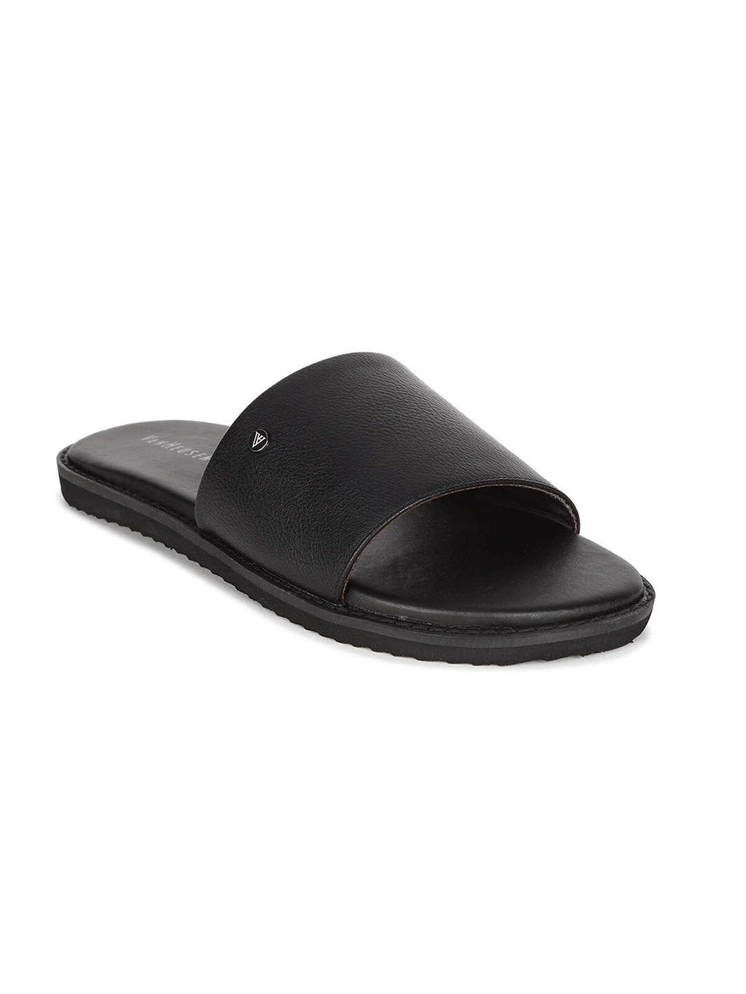 

Van Heusen Men Black Leather Comfort Sandals