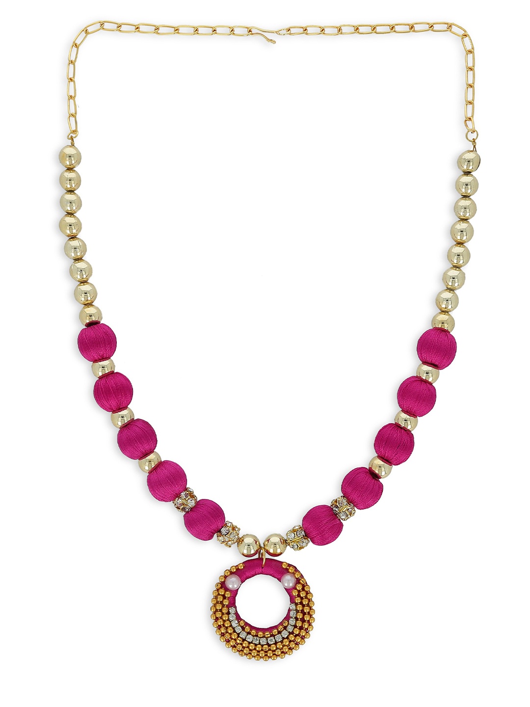 

AKSHARA Girls Gold-Plated & Pink Alloy Handcrafted Necklace