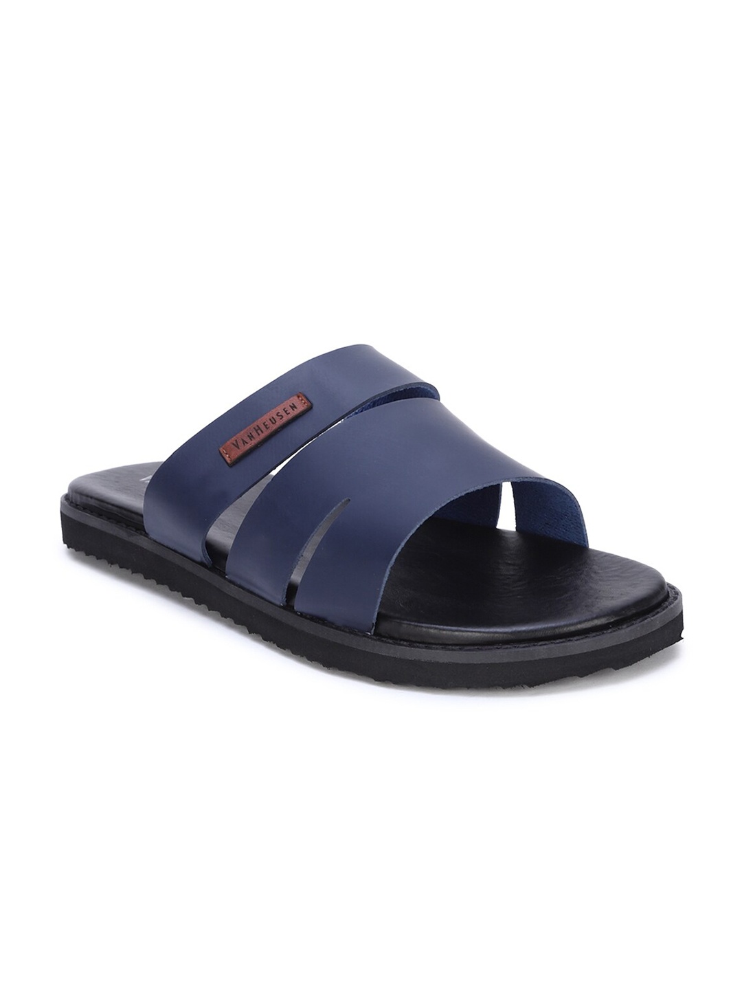 

Van Heusen Men Blue & Black Leather Comfort Sandals