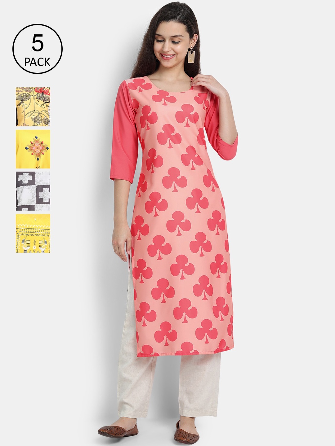 

Ethnic basket Women Multicoloured Floral Printed Crepe Kurta, Multi
