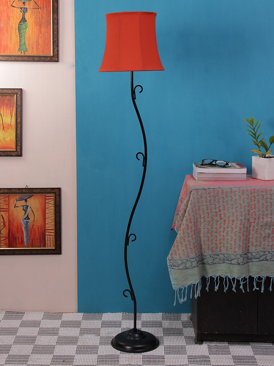 

Devansh Orange & Black Solid Traditional Club Lamp with Shade