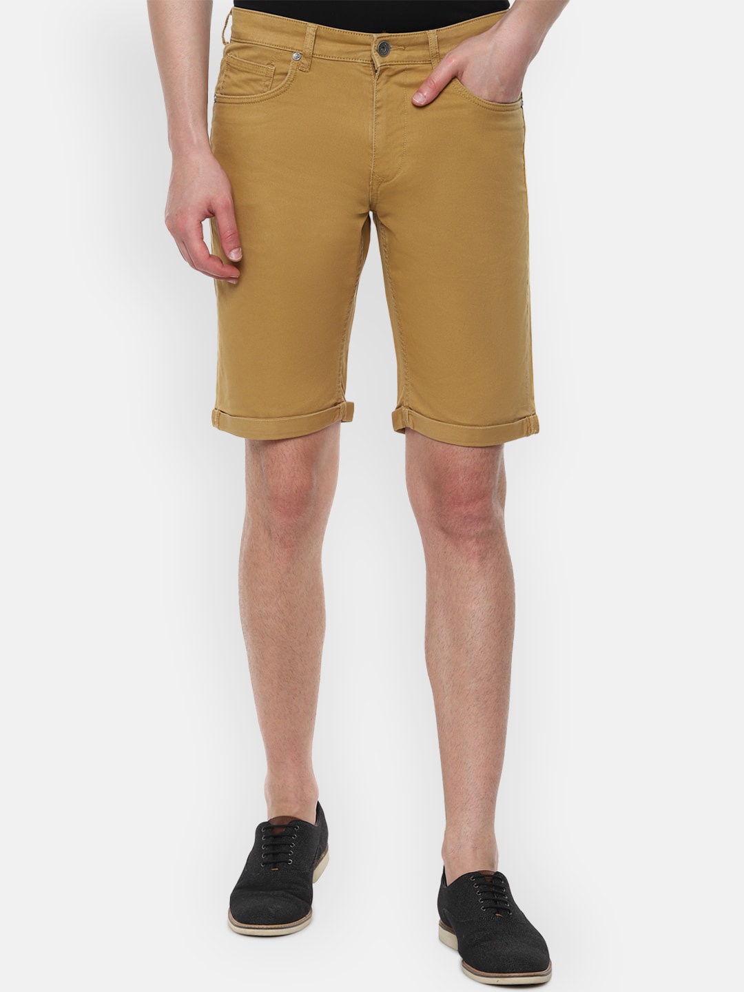

Louis Philippe Jeans Men Khaki Solid Slim Fit Regular Stretchable Shorts