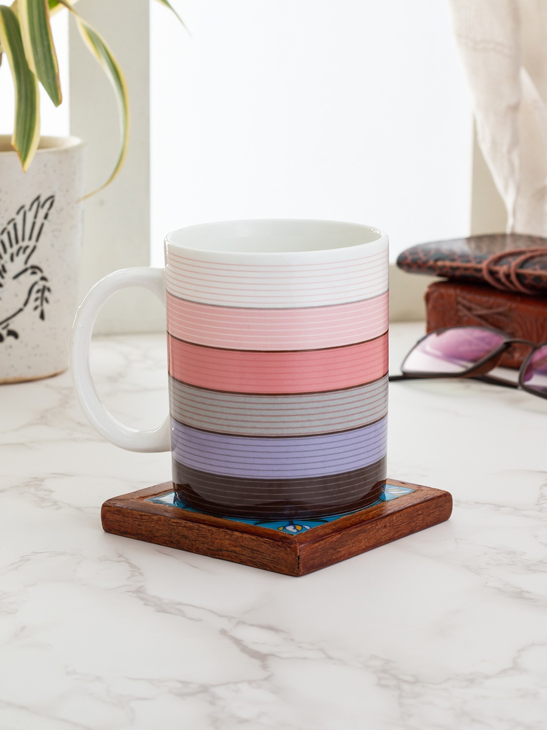 

CLAY CRAFT Multicoloured Printed Ceramic Mugs Set, Multi