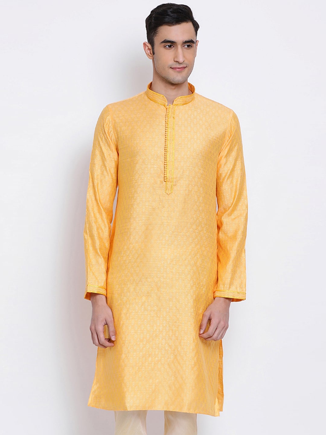 

Sanwara Men Orange Woven Design Straight Kurta
