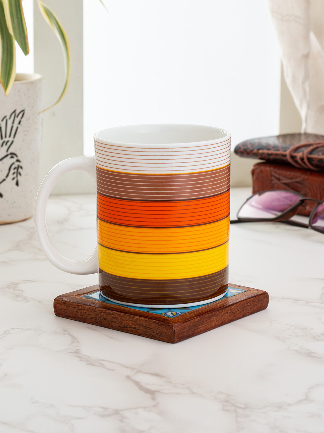 

CLAY CRAFT White & BrownPrinted Ceramic Mugs