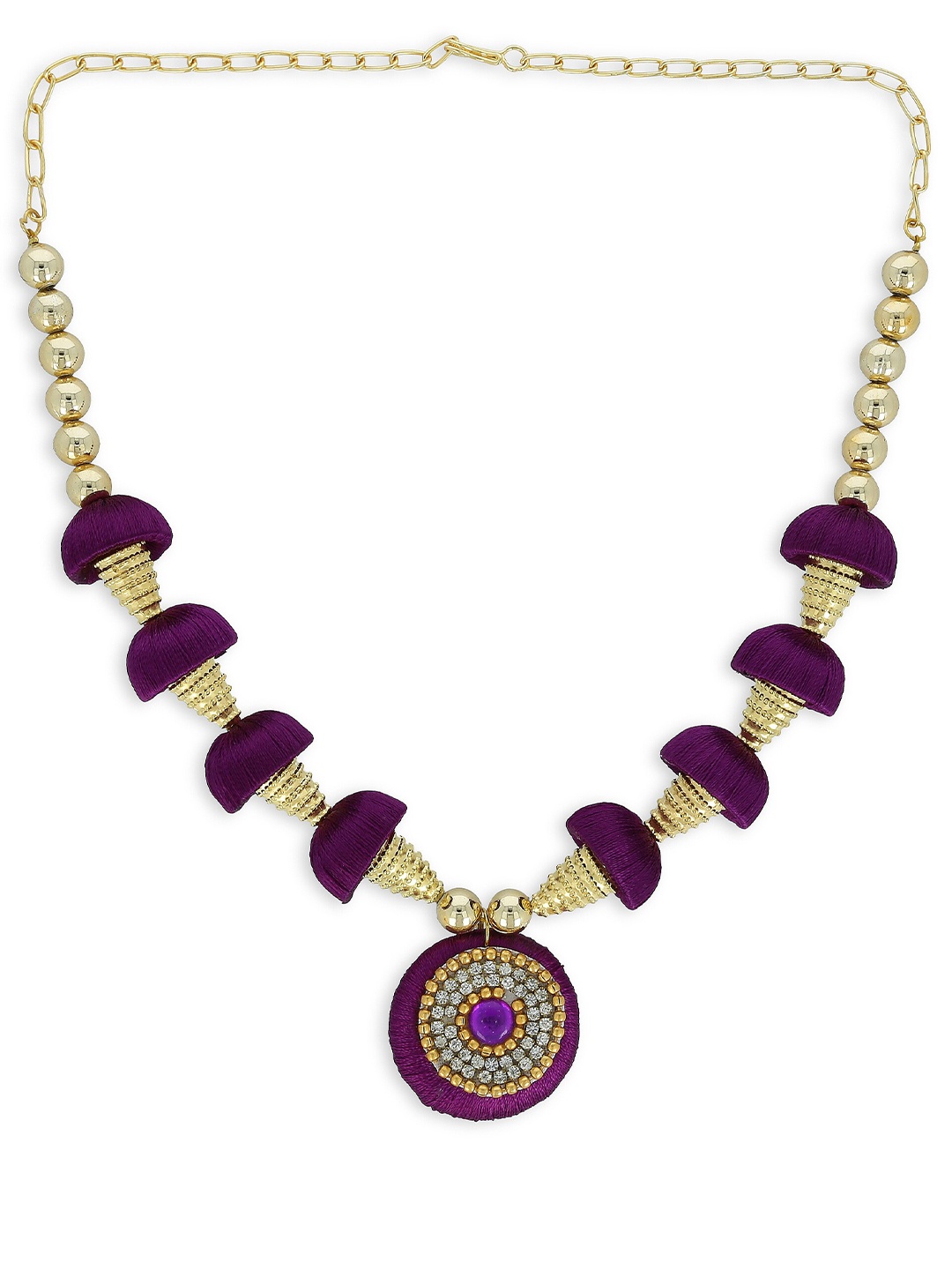 

AKSHARA Girls Purple Alloy Gold-Plated Handcrafted Necklace