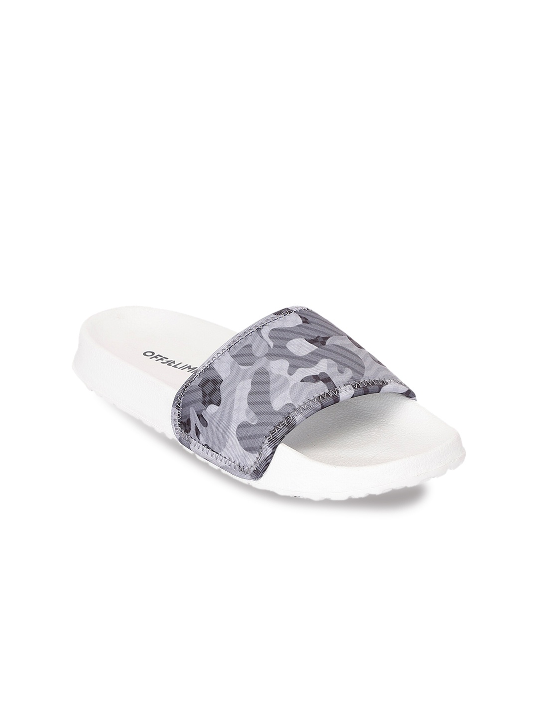 

OFF LIMITS Women Grey & White Camouflage Printed Sliders