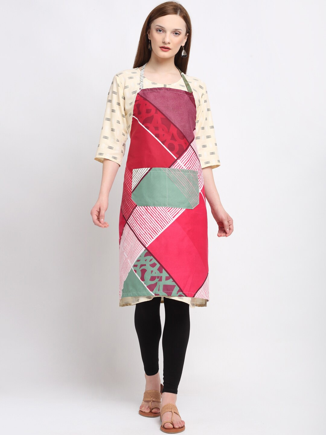 

KLOTTHE Unisex Pink & White Printed 210TC Apron