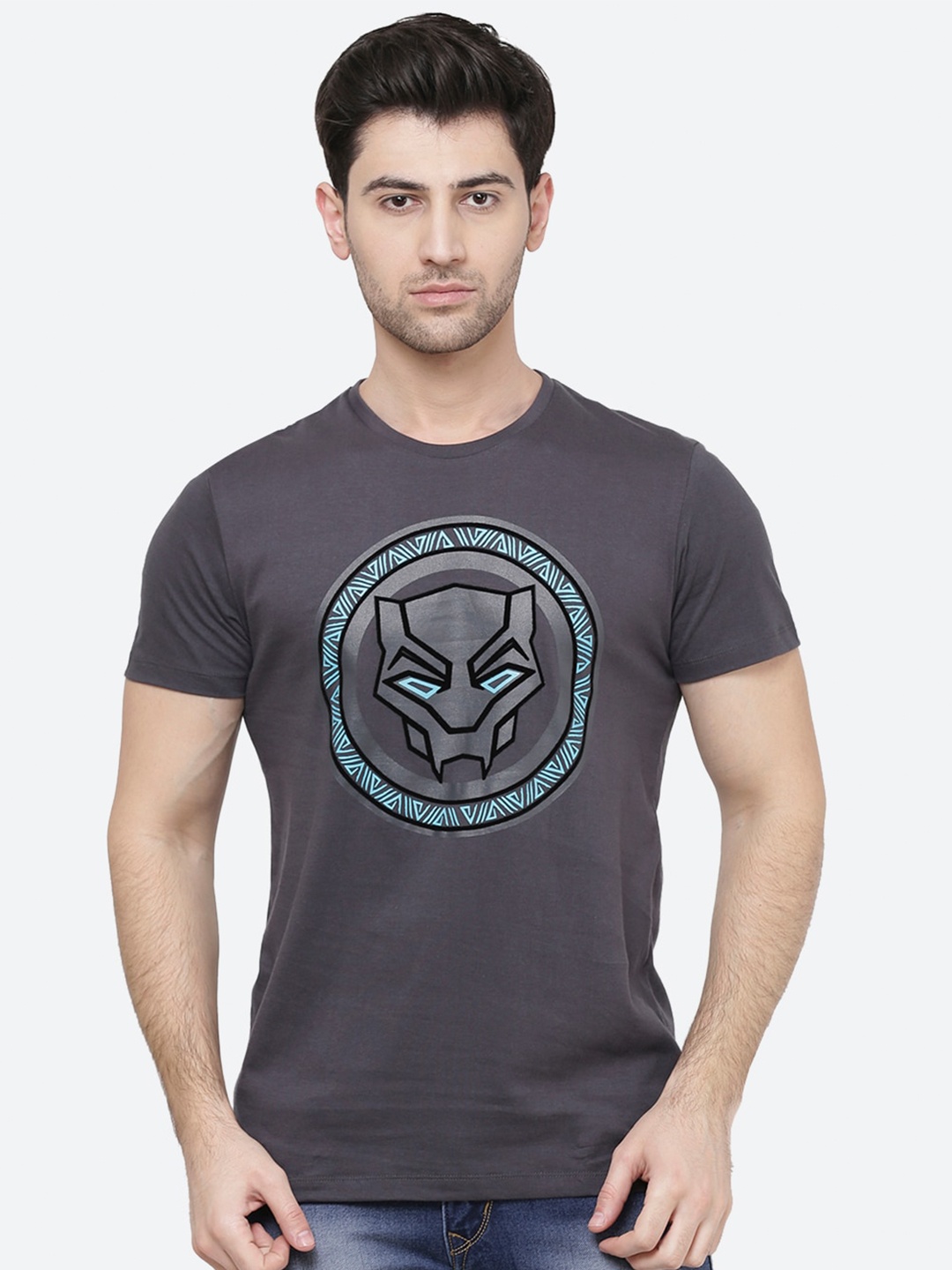 

Free Authority Men Grey Printed Round Neck T-shirt