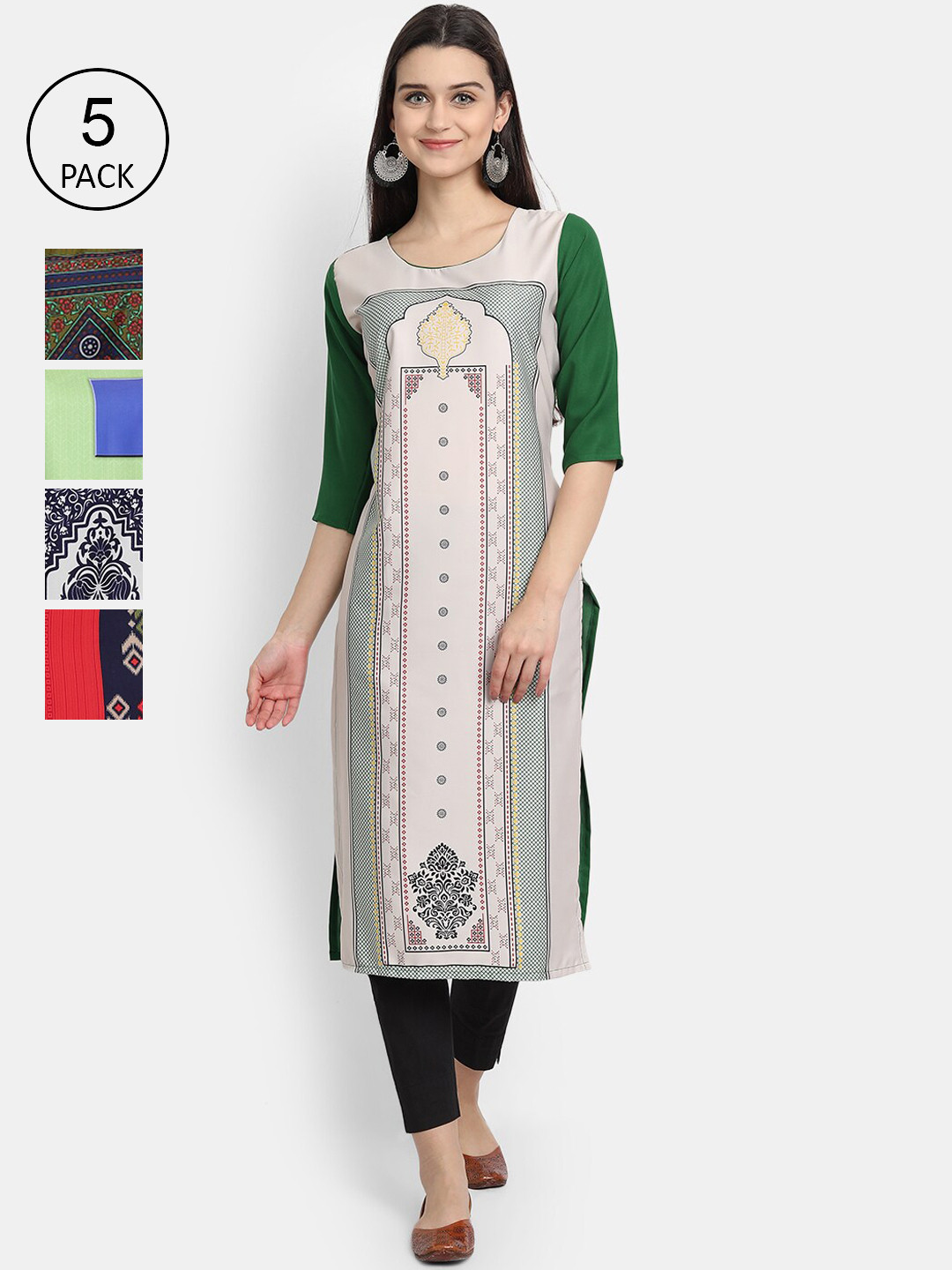 

Ethnic basket Women Multicoloured Ethnic Motifs Embroidered Mirror Work Crepe Kurta, Multi
