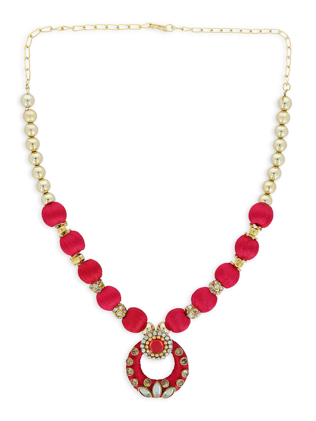 

AKSHARA Girls Gold-Toned & Red Alloy Gold-Plated Handcrafted Necklace