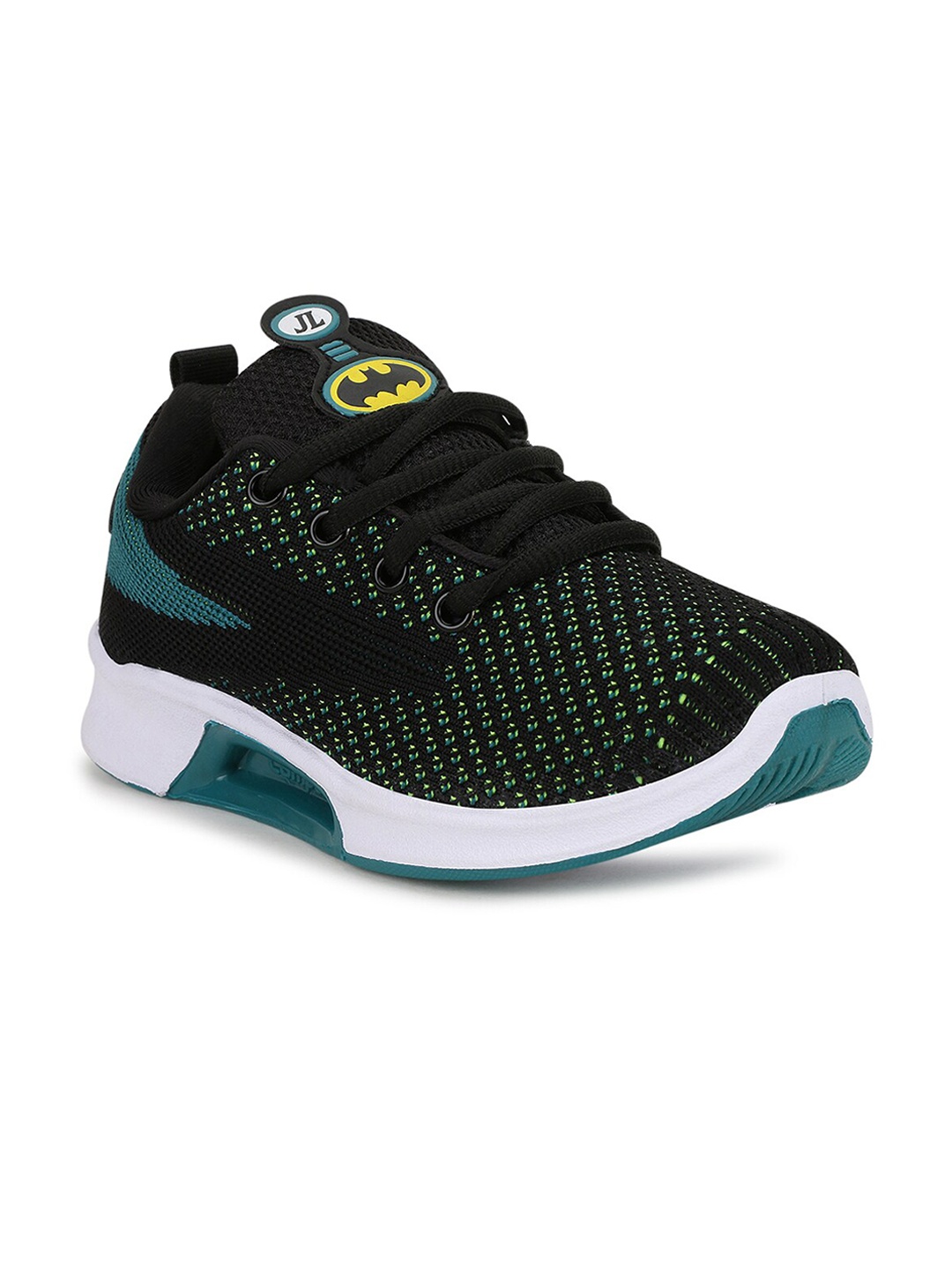 Campus Kids Black & Green Mesh Running Shoes