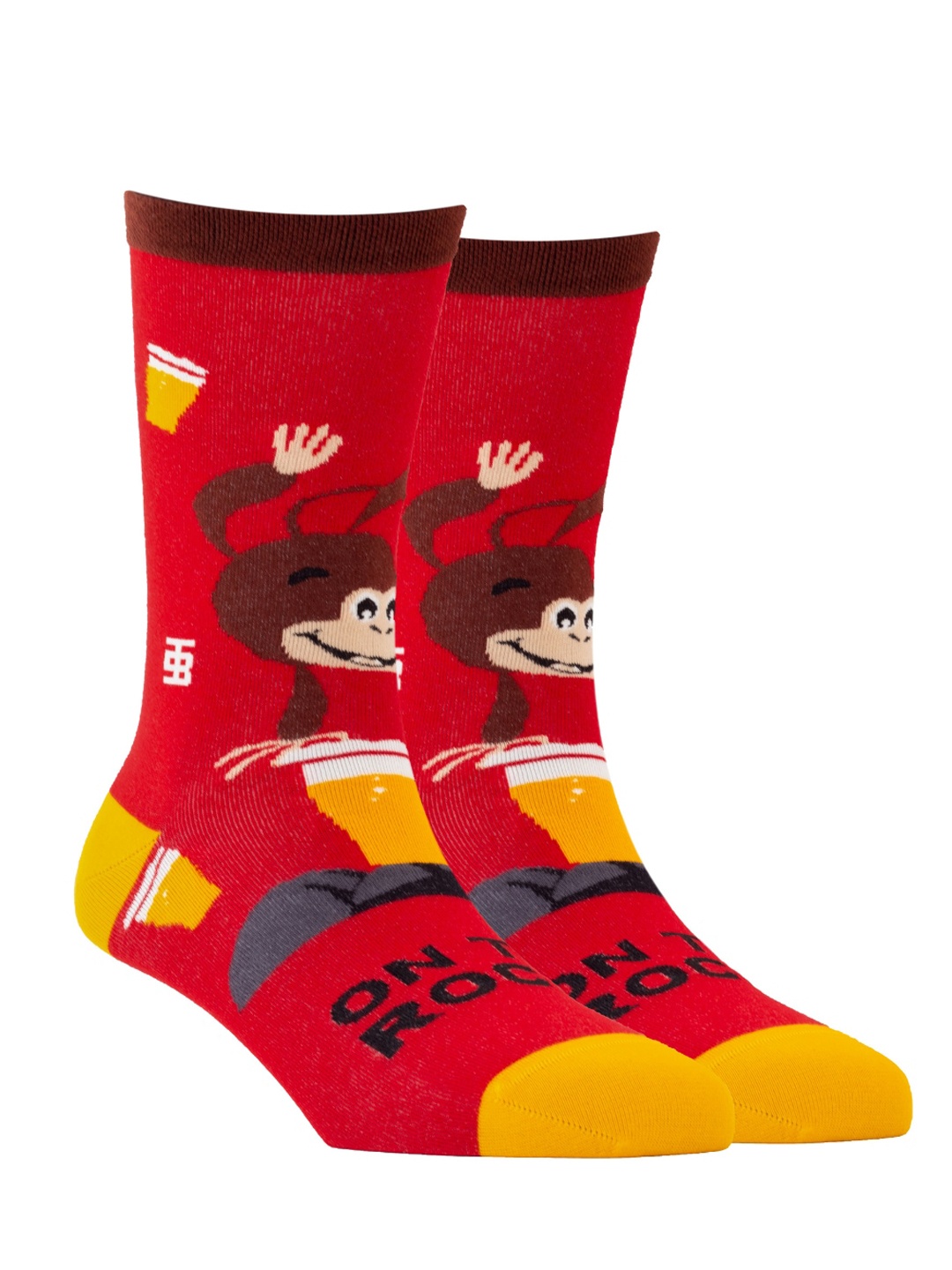 

SockSoho Men Red & Yellow Patterned Calf-Length Socks