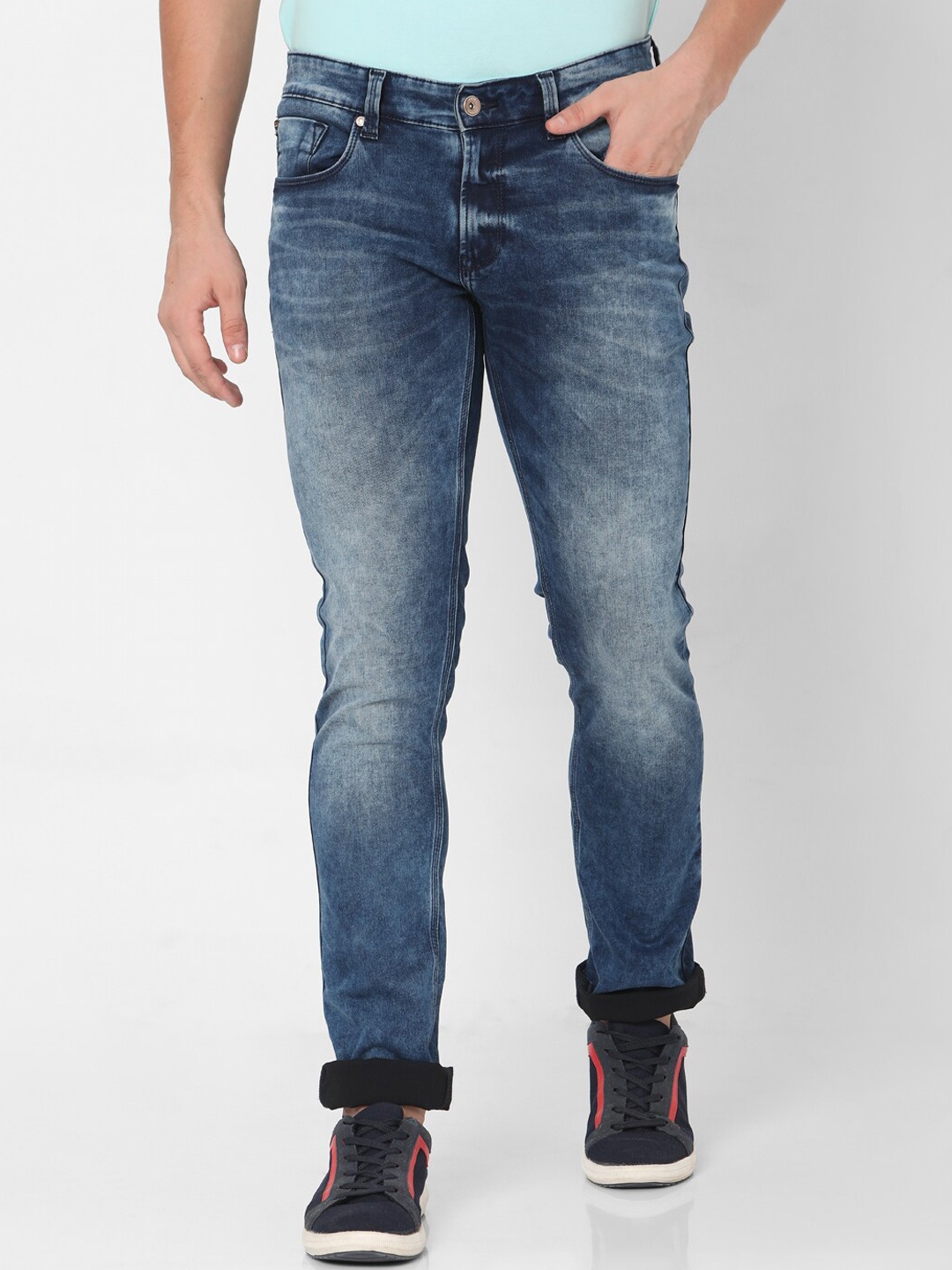 

SPYKAR Men Blue Slim Fit Low-Rise Heavy Fade Jeans