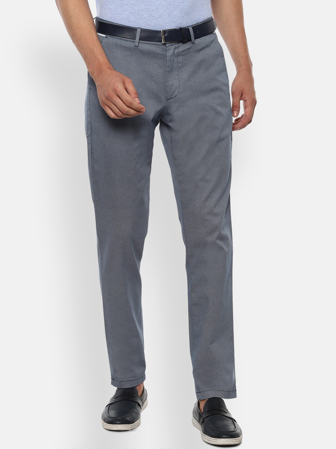

V Dot Men Grey Slim Fit Regular Trousers
