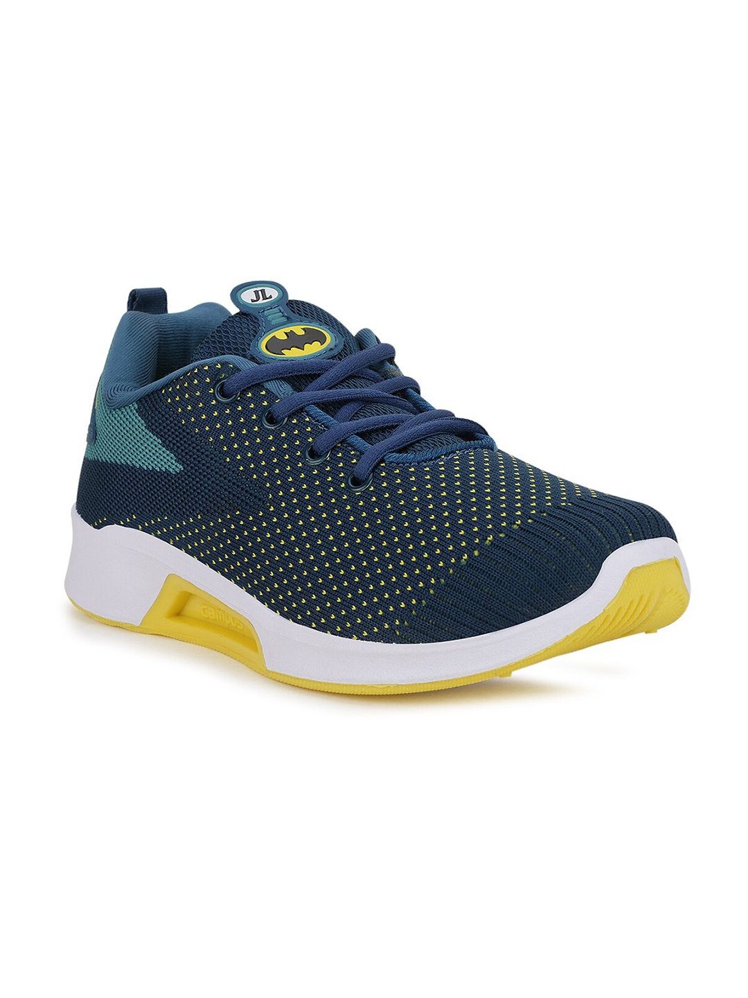 Campus Kids Navy Blue & Yellow Mesh Running Shoes