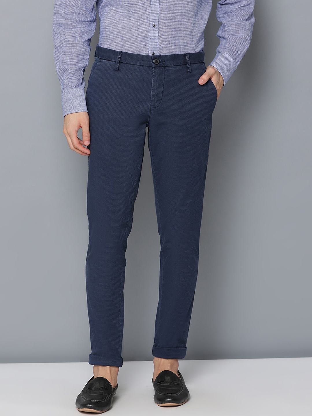 

Bruun & Stengade Men Navy Blue Slim Fit Solid Chinos