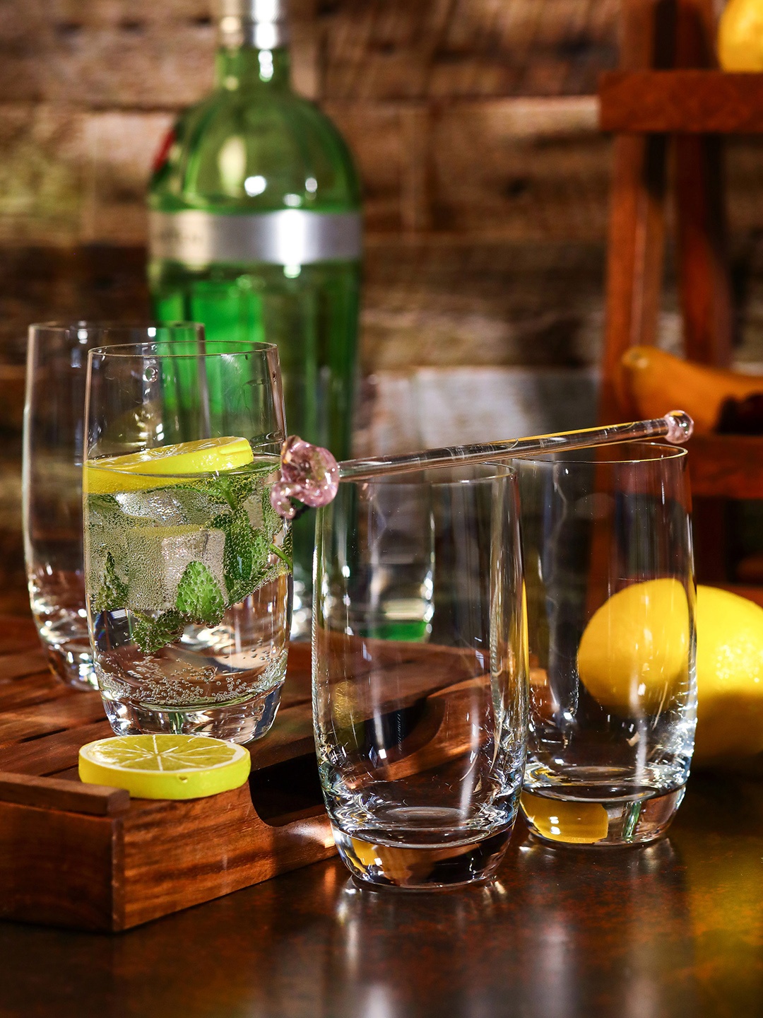 GOODHOMES Set Of 6 Transparent Solid Water Or Juice Glasses