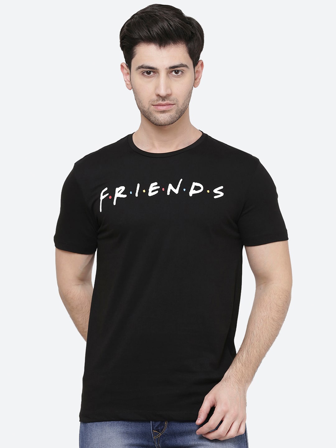 

Free Authority Men Black Friends Printed Round Neck T-shirt