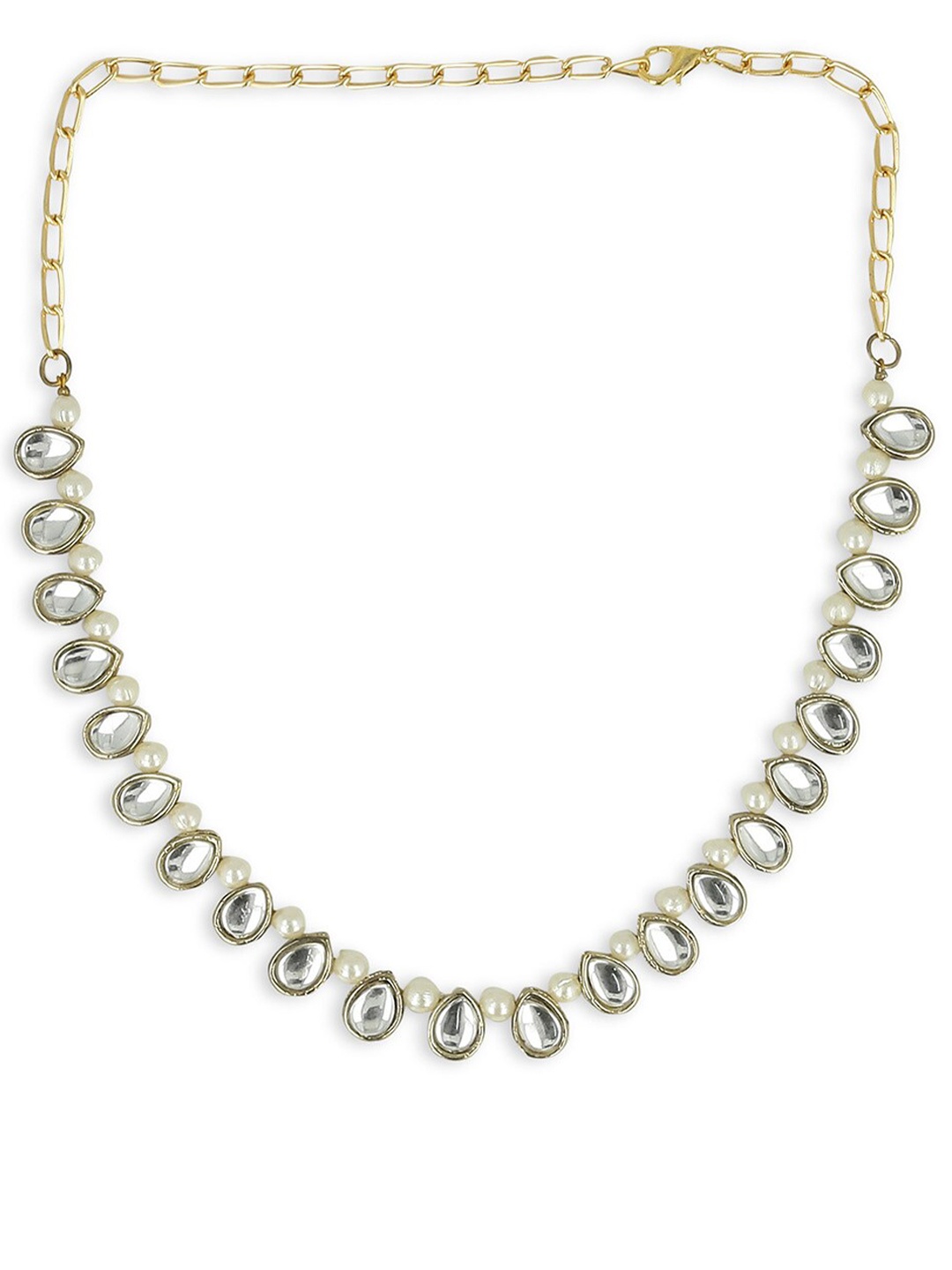 

AKSHARA Girls Gold-Toned & White Alloy Gold-Plated Handcrafted Necklace