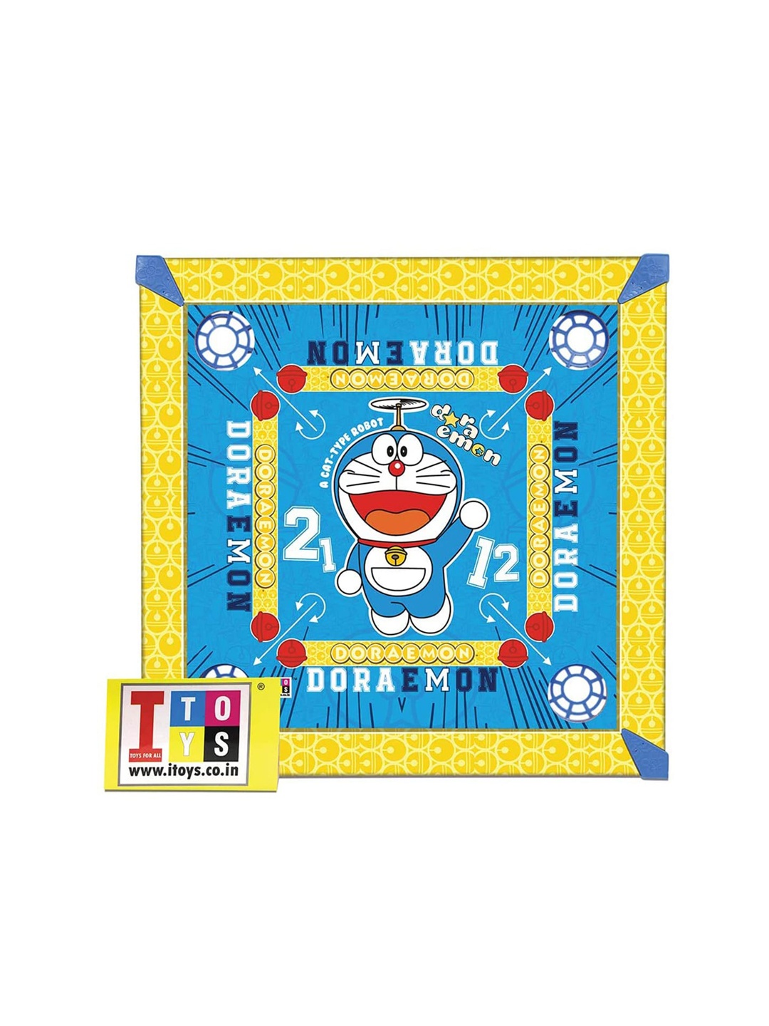 

ITOYS Kids Blue & Yellow Doraemon Carrom Board With 1 Striker & 26 Coins