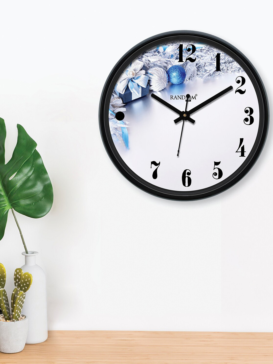 

RANDOM White & Blue Printed Contemporary Wall Clock