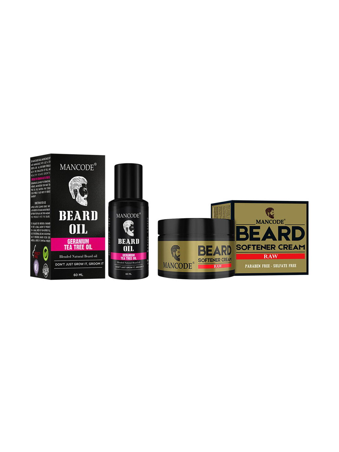 

MANCODE Set of 2 Beard Oil & Beard Softening Cream Raw 50gm, Black