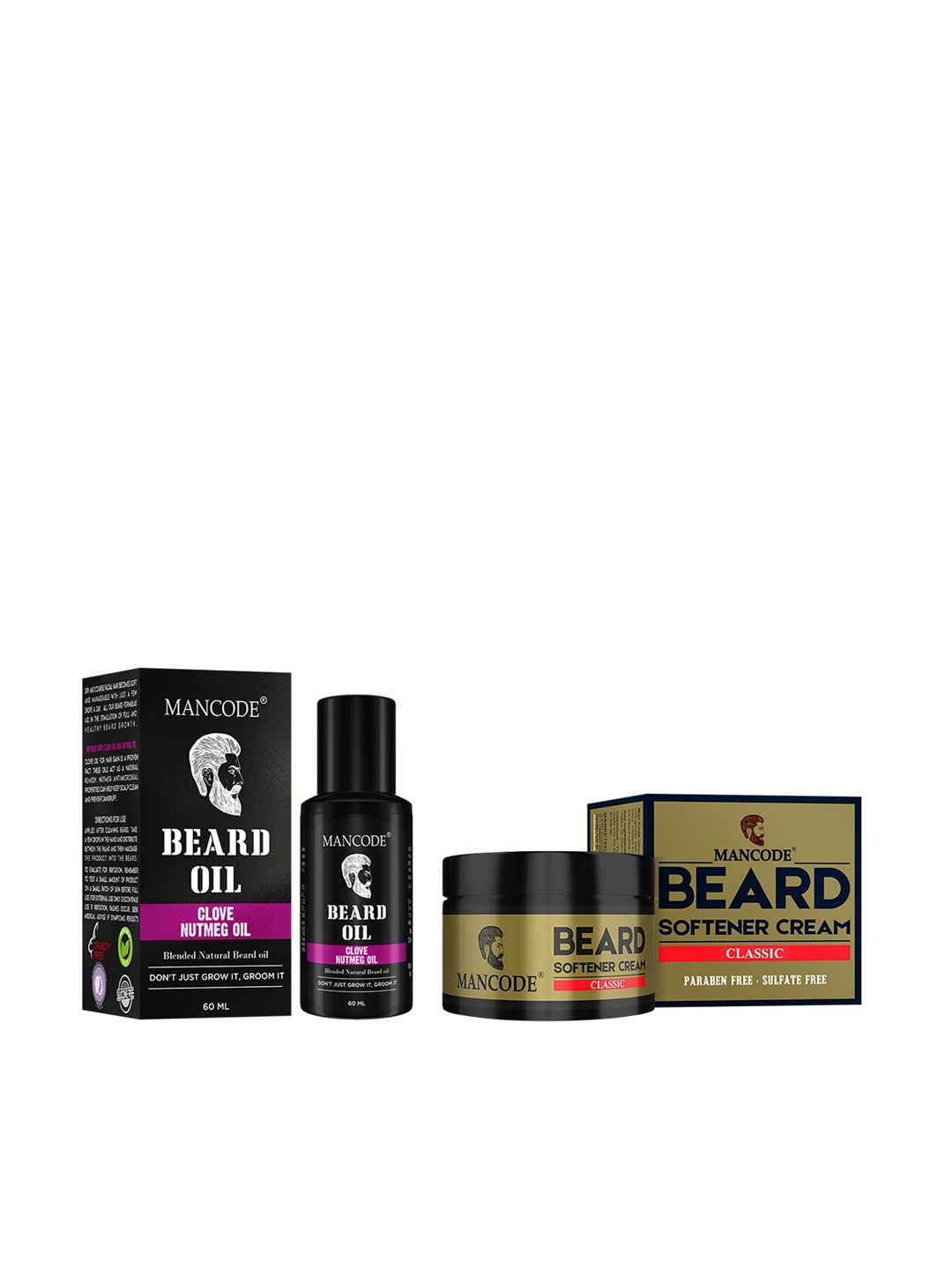 

MANCODE Set of 2 Beard Oil & Beard Softening Cream Classic 50gm, Black