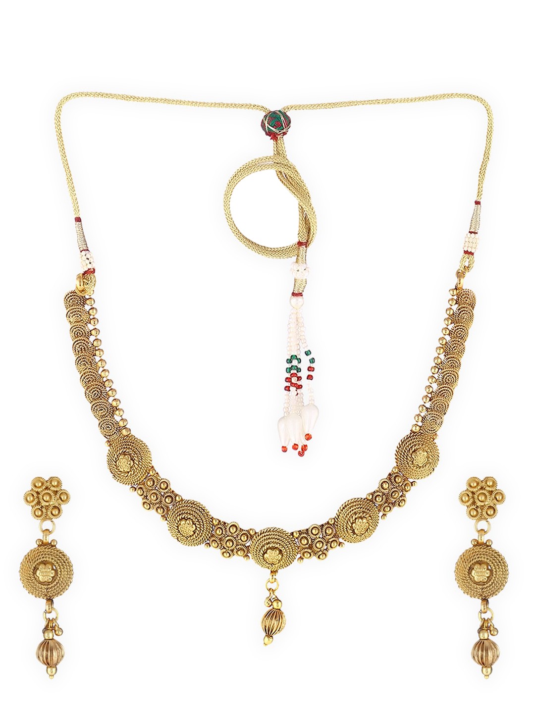 

Adwitiya Collection Gold-Plated Antique Jewellery Set