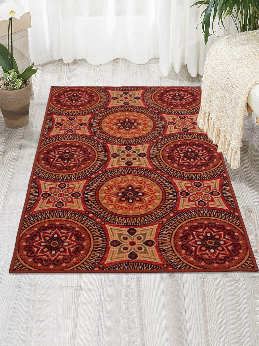 

RUGSMITH Red & Orange Digital Printed Anti-Skid Carpet