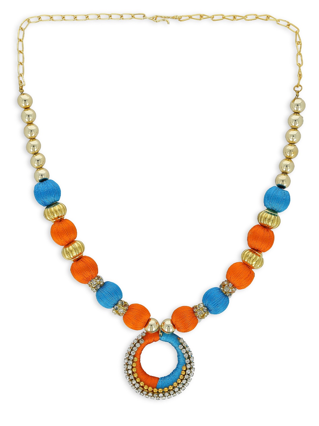 

AKSHARA Girls Gold-Toned & Blue Alloy Gold-Plated Handcrafted Necklace
