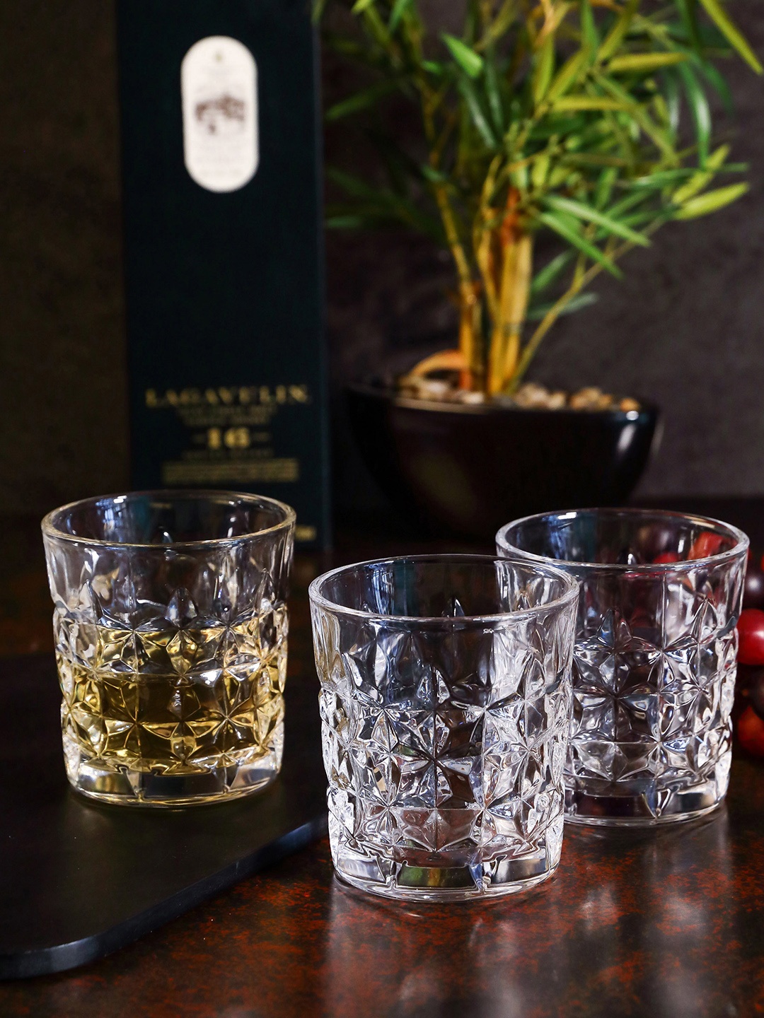 

GOODHOMES Set Of 6 Transparent Crystal Pressed Glass Tumblers