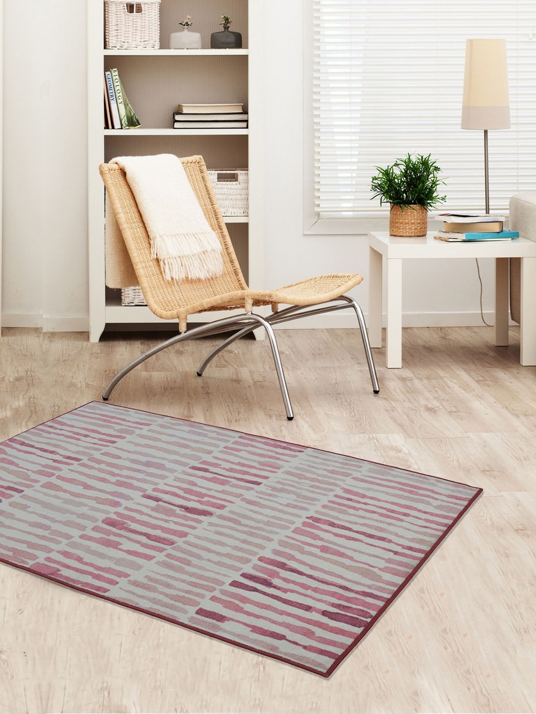 RUGSMITH Pink & Grey Modern Pattern Anti-Skid Carpet