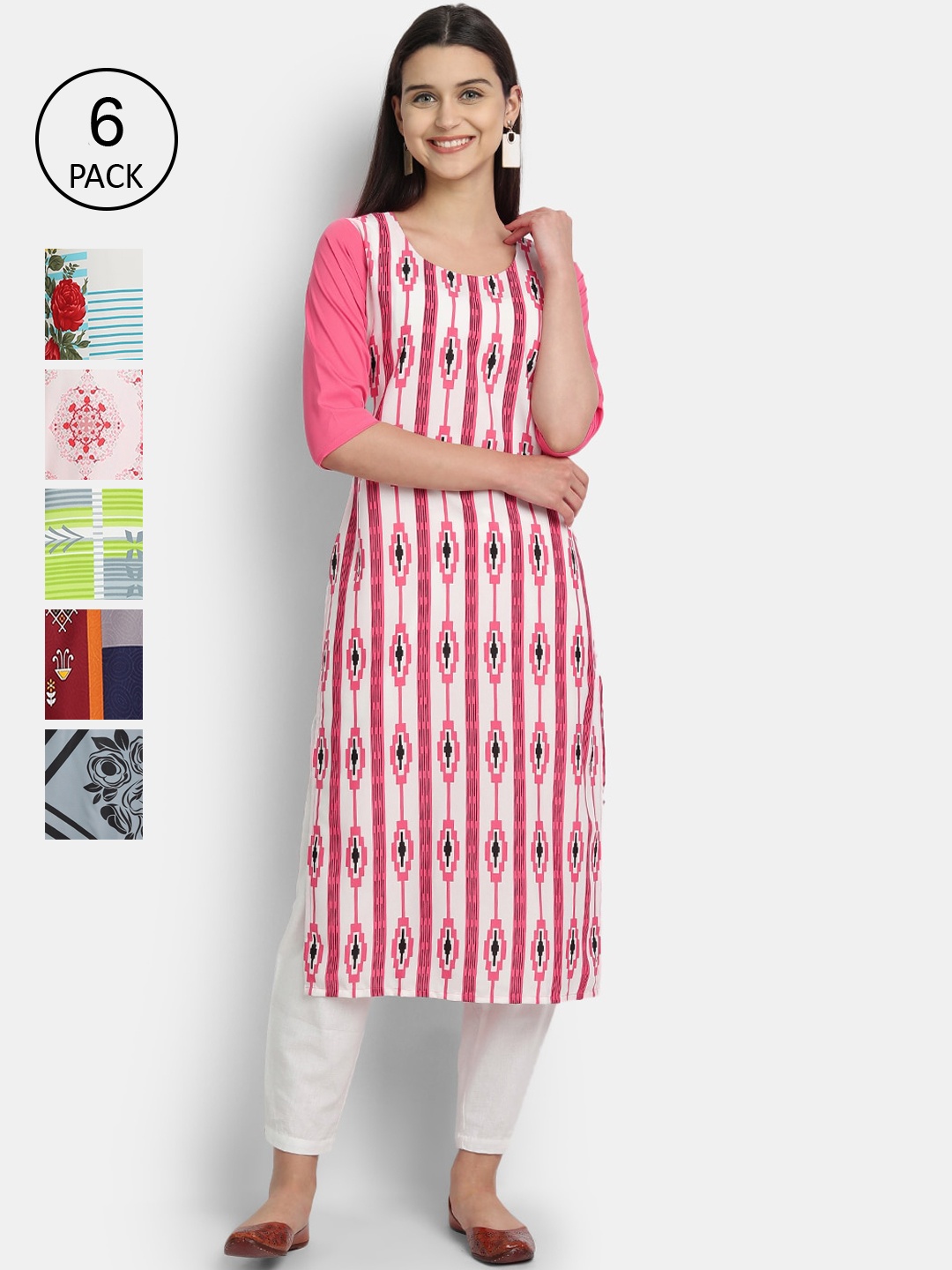 

Ethnic basket Women Multicoloured Printed Crepe Kurta, Multi