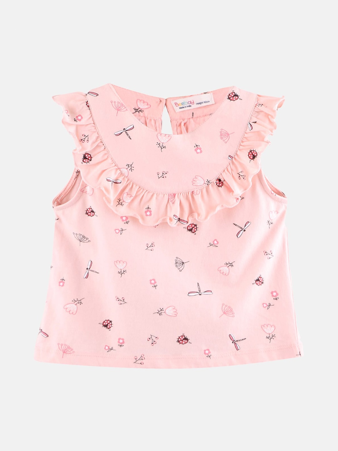 

Beebay Pink Dragonfly Printed Ruffles Regular Top