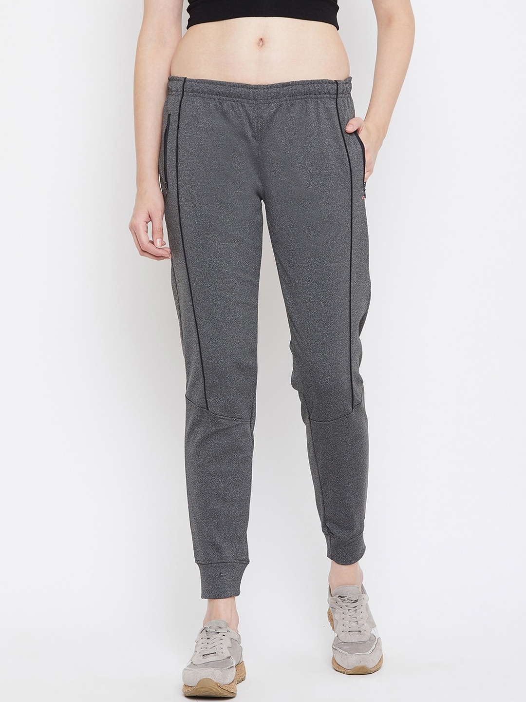 

NEVA Women Grey Solid Cotton Straight-Fit Joggers