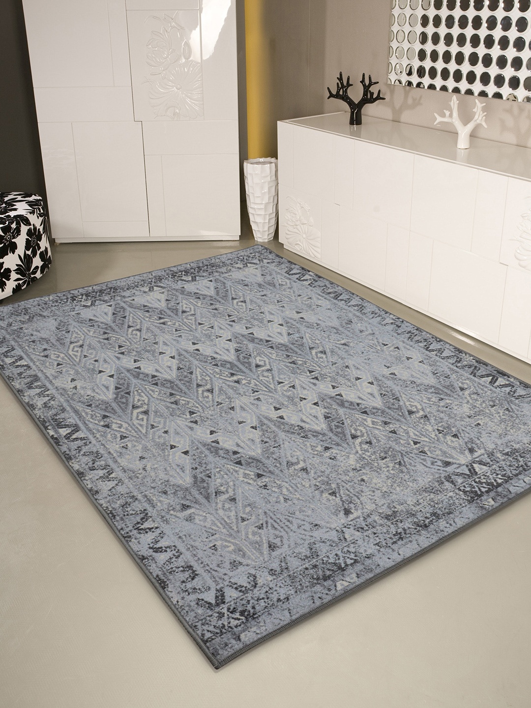 

RUGSMITH Grey Premium Distressed Pattern Anti-Skid Carpet