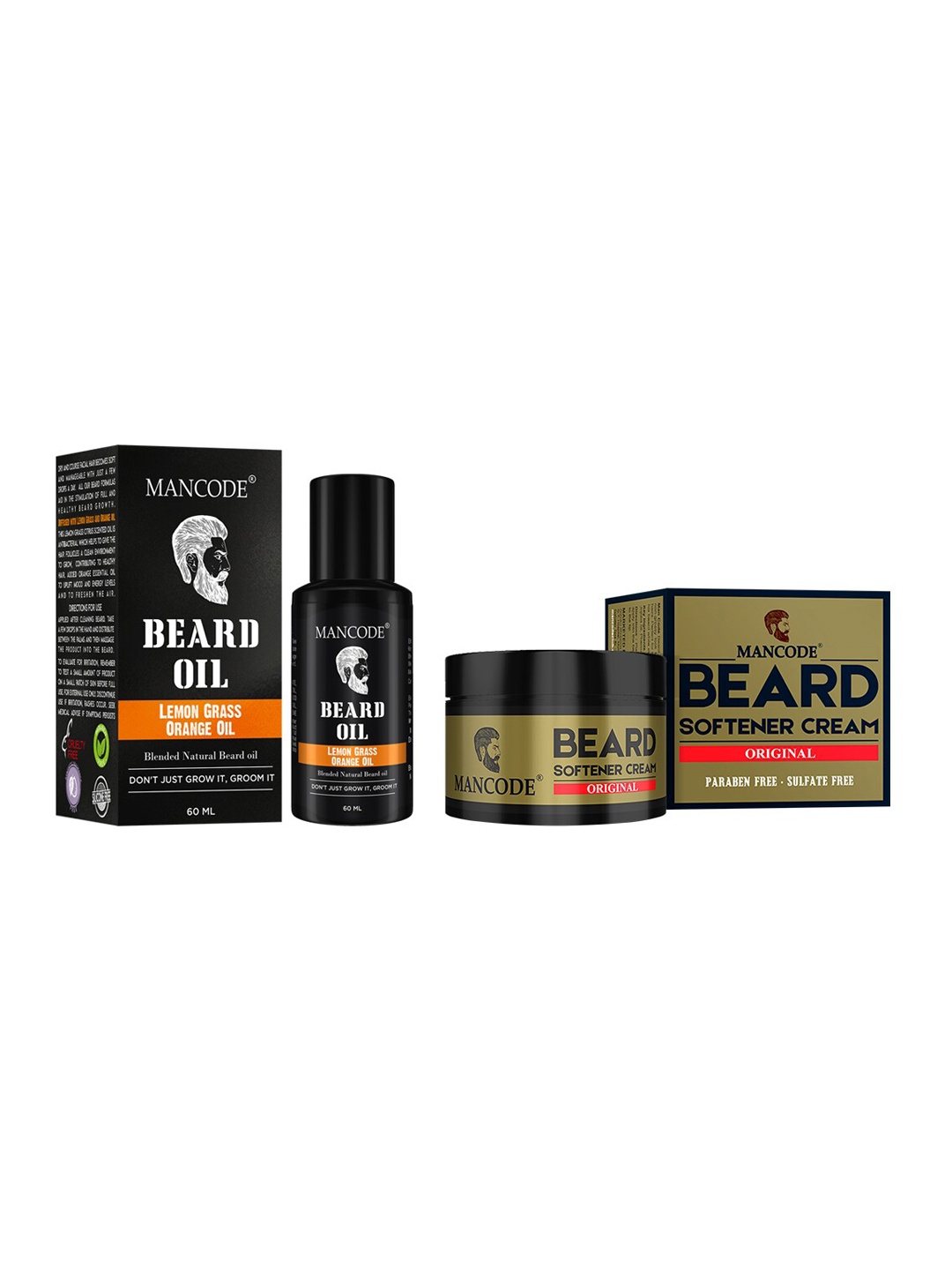 

MANCODE Set of 2 Beard Oil & Beard Softening Cream Original 50gm, Black