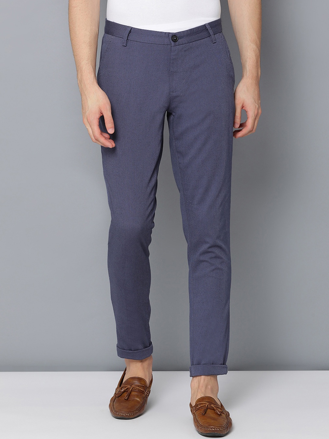 

Bruun & Stengade Men Navy Blue Slim Fit Solid Regular Trousers